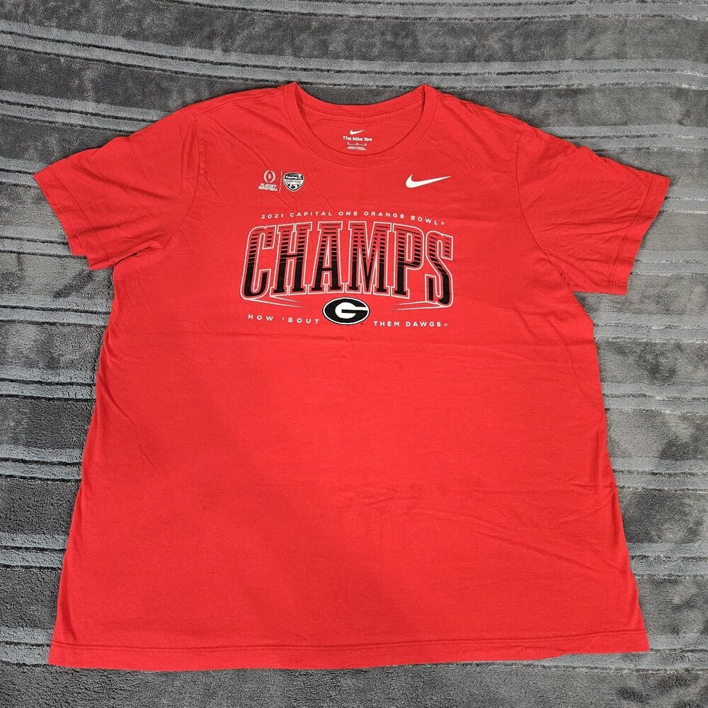 Men's XL Nike NCAA UGA Georgia Bulldogs 2021 Orange Bowl Red T-Shirt